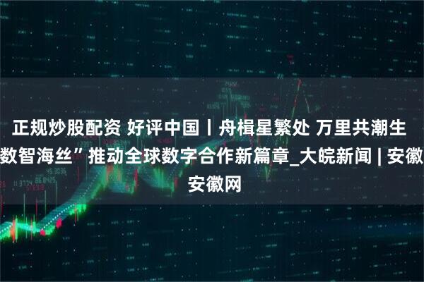 正规炒股配资 好评中国丨舟楫星繁处 万里共潮生 “数智海丝”推动全球数字合作新篇章_大皖新闻 | 安徽网